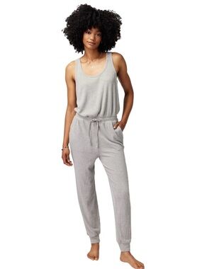 Spiritual Gangster Ribbed Sleeveless Jumpsuit in Light Gray size XS